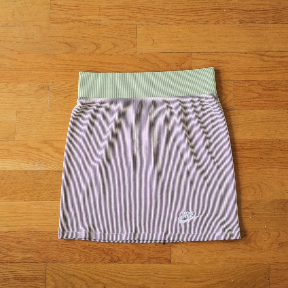 Nike Air Rib Skirt‎ Womens Purple Green Ribbed Knit Mini CZ9343-345 Sporty L